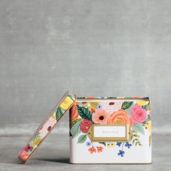 Rifle Paper Co. Kitchen Rifle Paper Co Pink Floral Recipe Tin Box With Dividers Poshmark